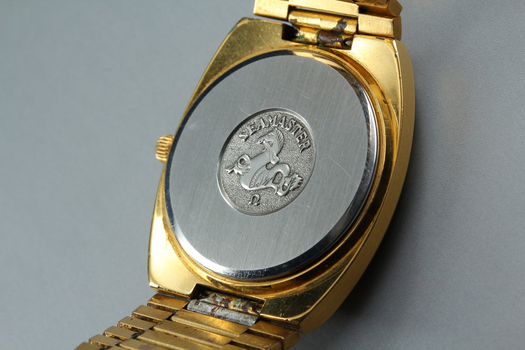 1979 Near MINT OMEGA Seamaster 35mm 196.0085 Quartz Gold Dial Men's Vintage