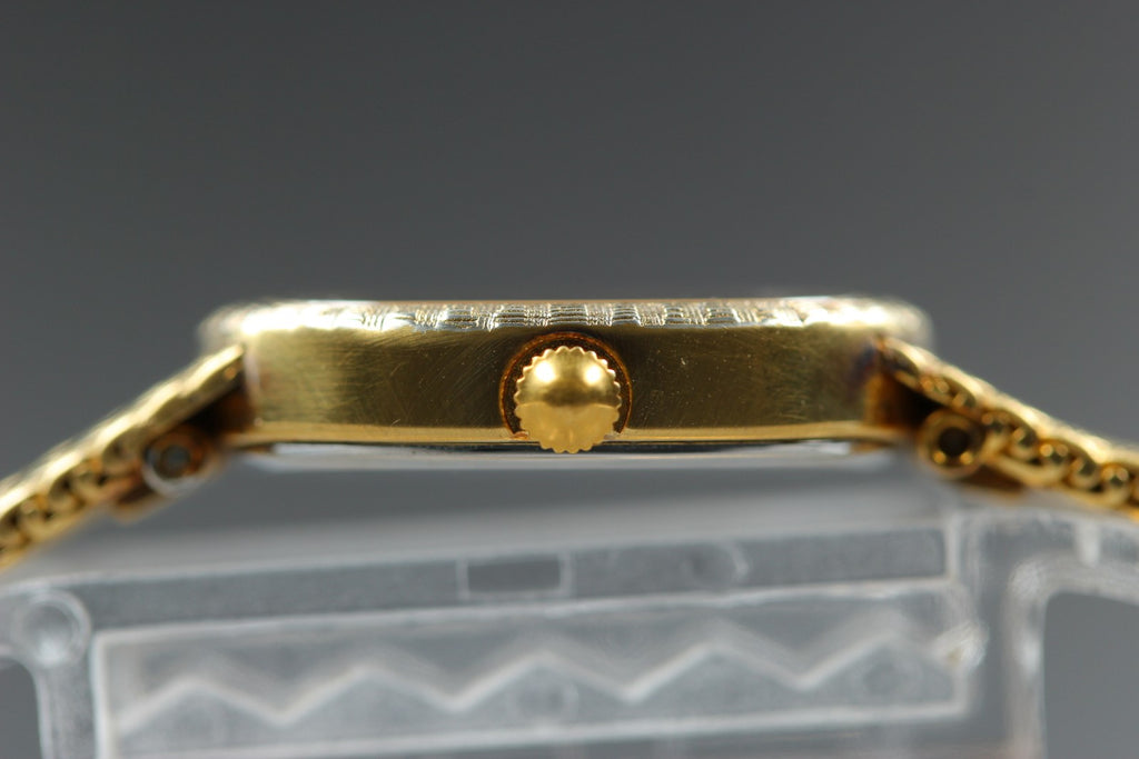 Near MINT LONGINES 961 3267 21mm Quartz Gold Plated Gold Dial Women's Vintage