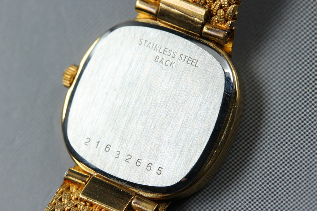 Near MINT LONGINES 961 3267 21mm Quartz Gold Plated Gold Dial Women's Vintage