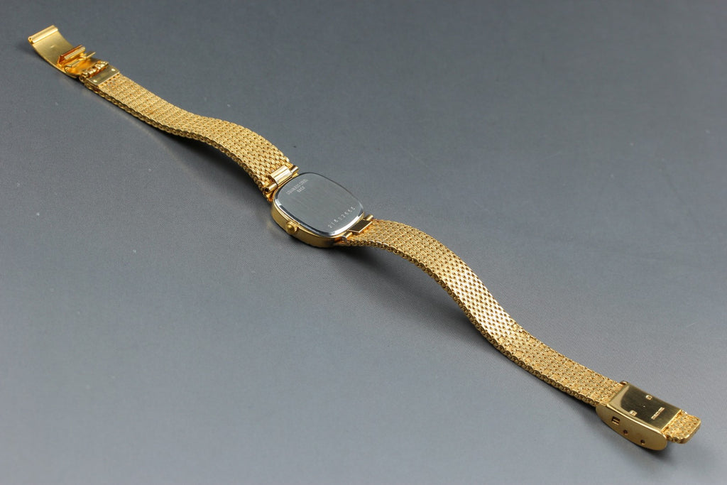 Near MINT LONGINES 961 3267 21mm Quartz Gold Plated Gold Dial Women's Vintage
