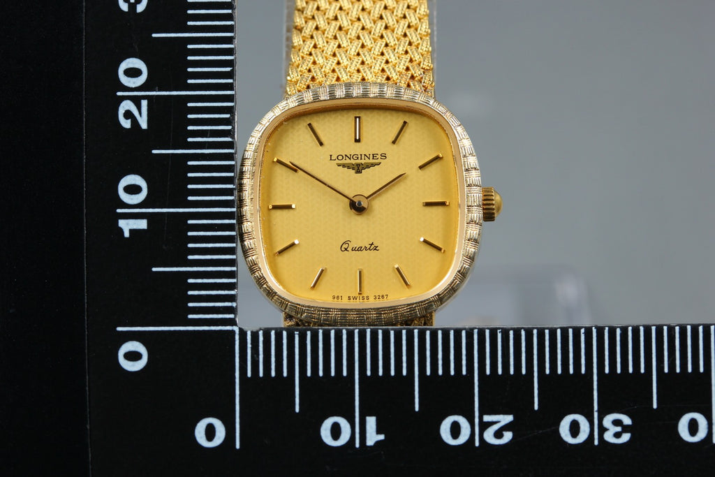 Near MINT LONGINES 961 3267 21mm Quartz Gold Plated Gold Dial Women's Vintage