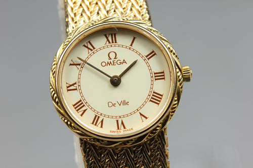1984 Near MINT OMEGA De Ville 20mm 591.0306 Quartz Roman Dial Women's Vintage