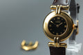 Near MINT Cartier Must de Colisee SM Vermeil 590002 24mm Quartz Black Dial Women