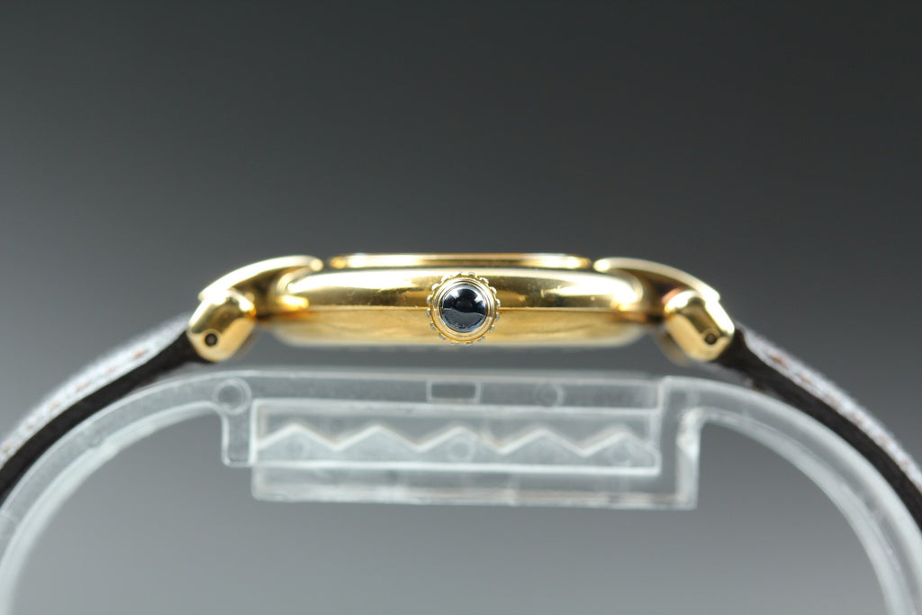 Near MINT Cartier Must de Colisee SM Vermeil 590002 24mm Quartz Black Dial Women