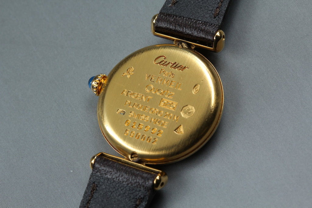 Near MINT Cartier Must de Colisee SM Vermeil 590002 24mm Quartz Black Dial Women