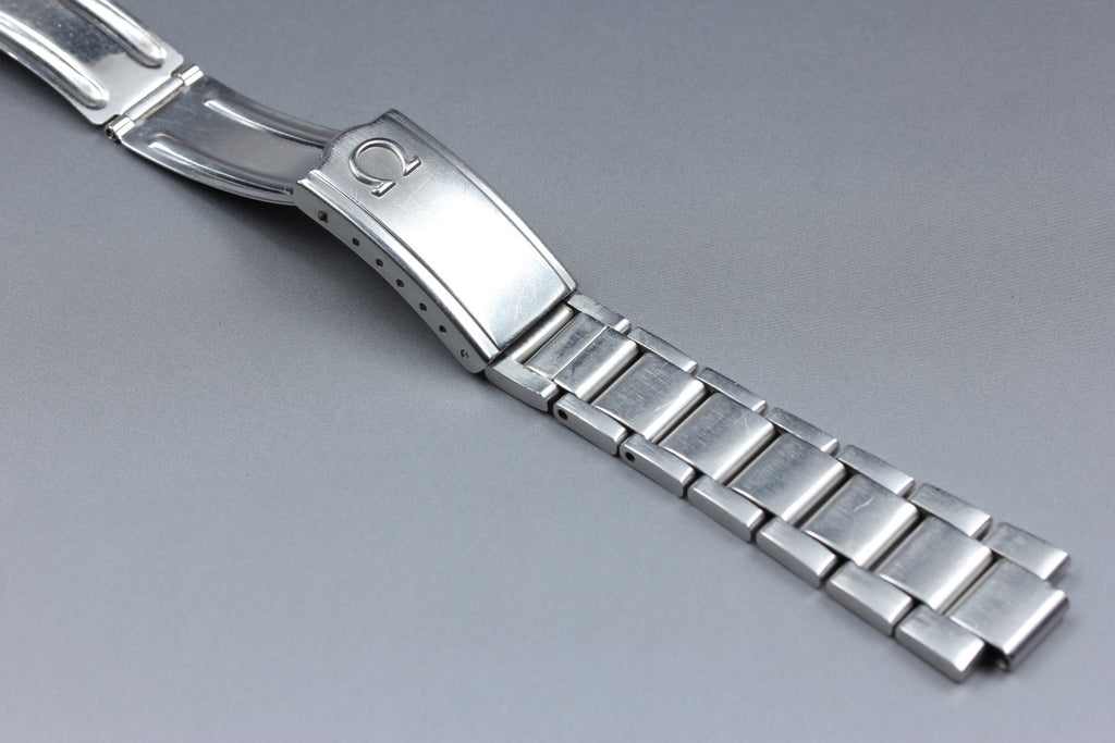 Near MINT OMEGA Bracelet FF605/1168 18mm Stainless Steel Silver Men's Vintage