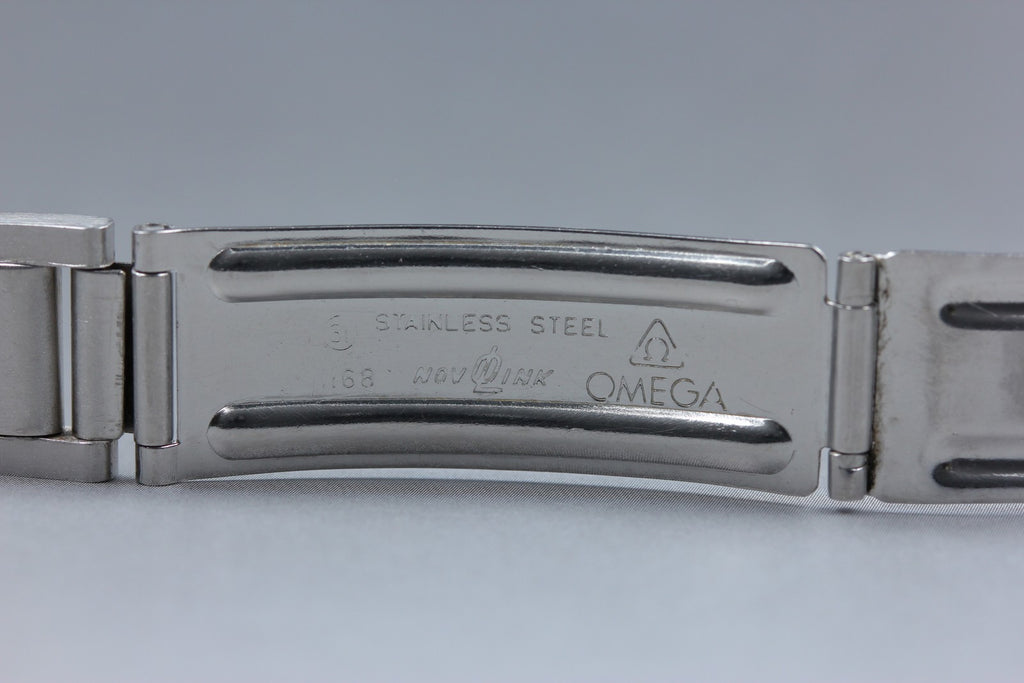 Near MINT OMEGA Bracelet FF605/1168 18mm Stainless Steel Silver Men's Vintage