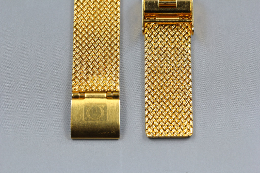 Near MINT OMEGA Milanese/Mesh Band 18mm Gold Plated Bracelet Men's Vintage