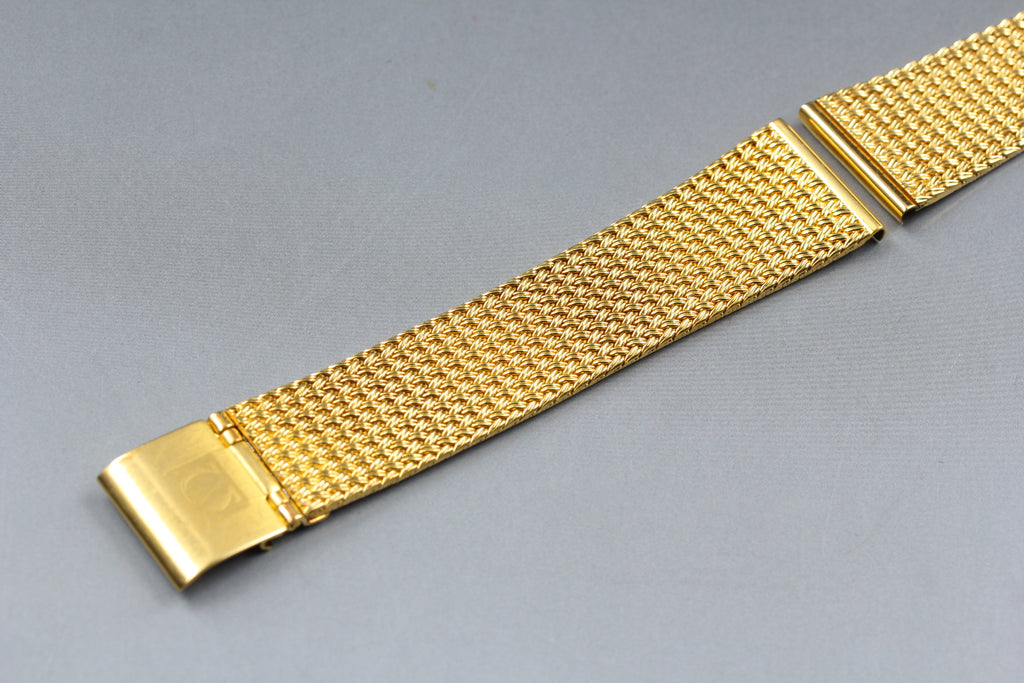 Near MINT OMEGA Milanese/Mesh Band 18mm Gold Plated Bracelet Men's Vintage