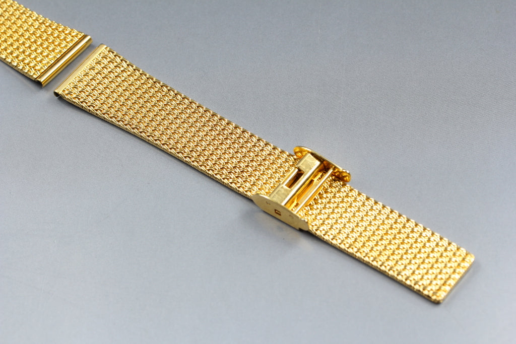 Near MINT OMEGA Milanese/Mesh Band 18mm Gold Plated Bracelet Men's Vintage