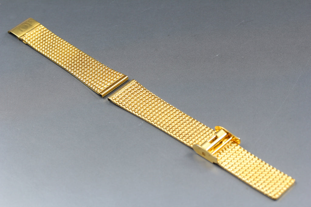 Near MINT OMEGA Milanese/Mesh Band 18mm Gold Plated Bracelet Men's Vintage