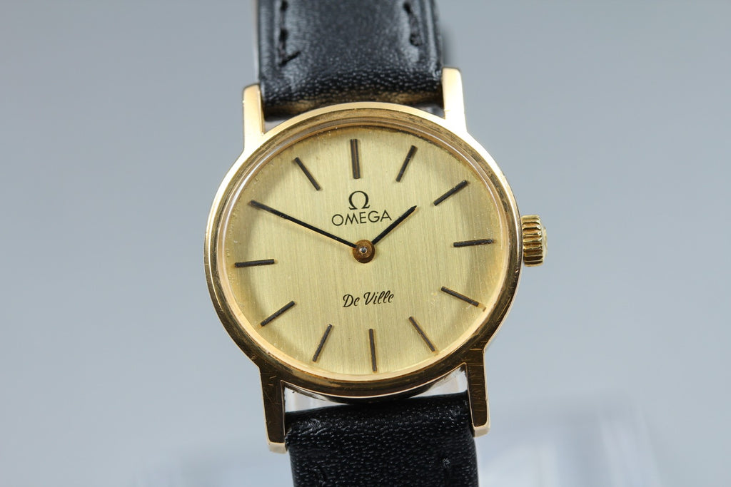 1978 Near MINT/Box OMEGA De Ville 24mm 511.0508 Manual Gold Dial Women's Vintage