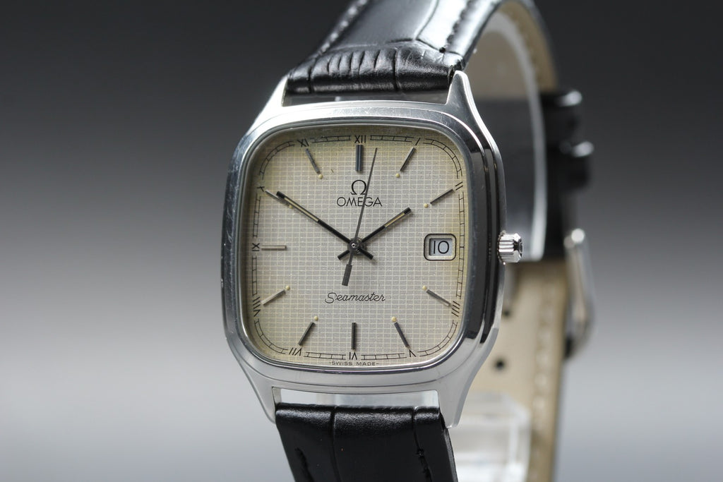 1980s OMEGA Seamaster 31mm 196.0311 Quartz Silver Roman Dial Men's Vintage Exc+5