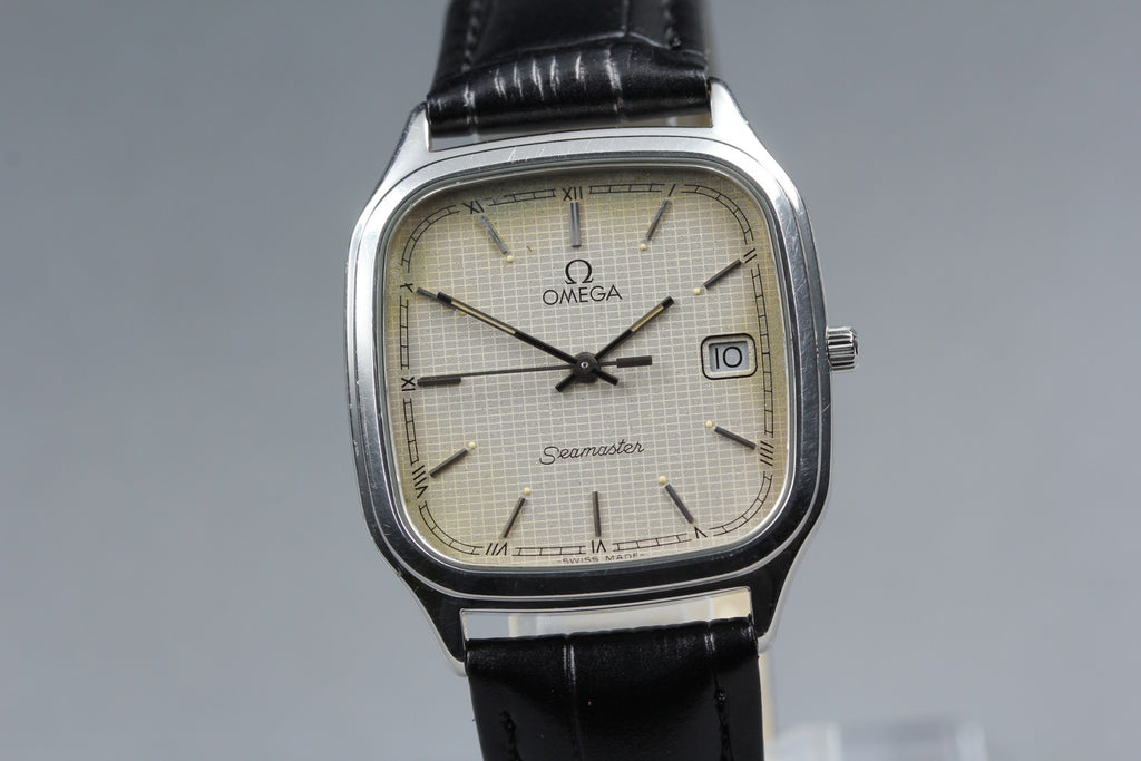 1980s OMEGA Seamaster 31mm 196.0311 Quartz Silver Roman Dial Men's Vintage Exc+5