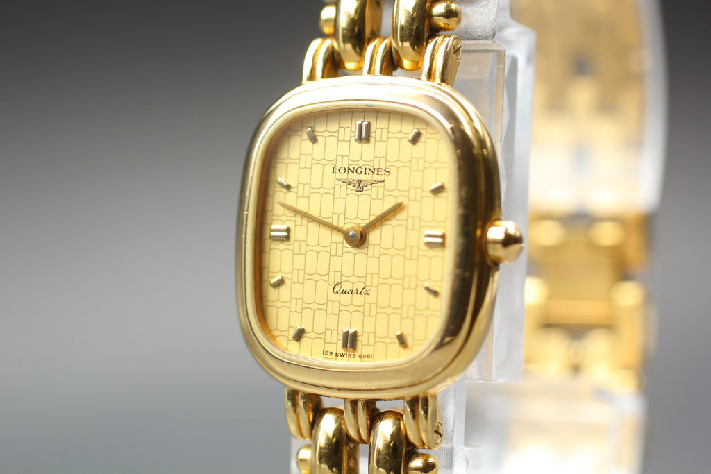 Longines 153 6981 21mm Quartz Gold Plated Gold Dial Women's Watch Vinatge Exc+5