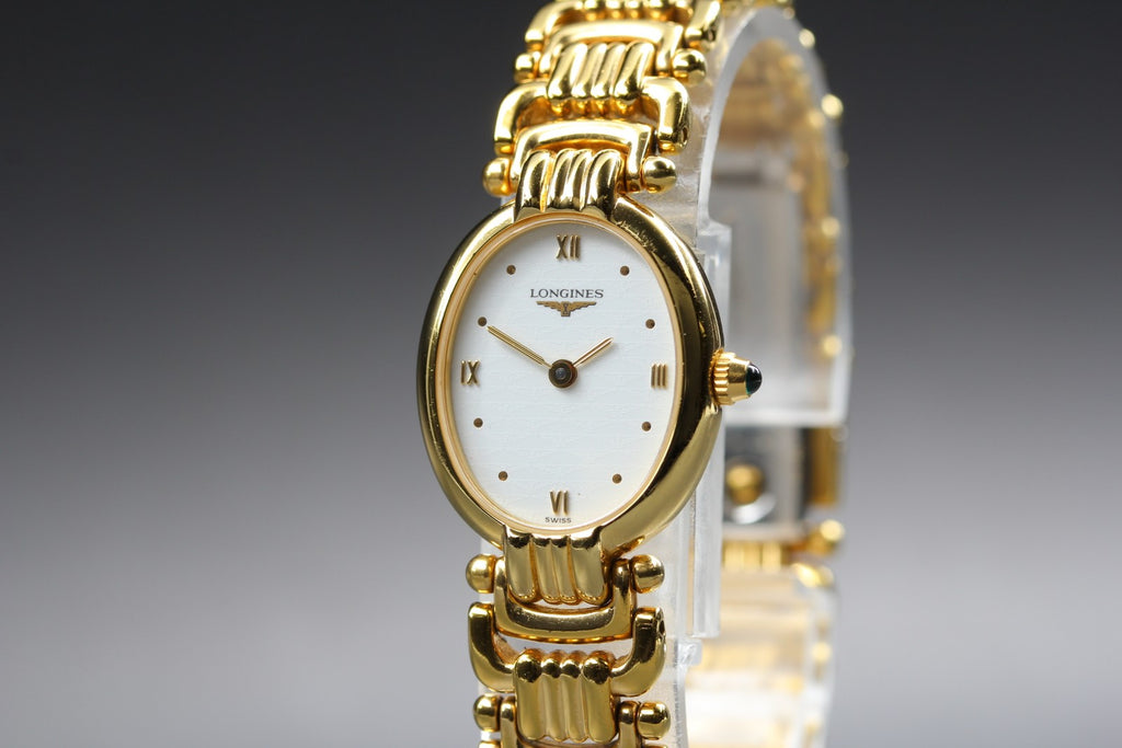 Near MINT LONGINES 175 7569 20mm Quartz L6.202.2 White Roman Dial Women Vintage