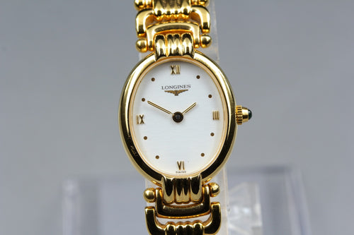 Near MINT LONGINES 175 7569 20mm Quartz L6.202.2 White Roman Dial Women Vintage