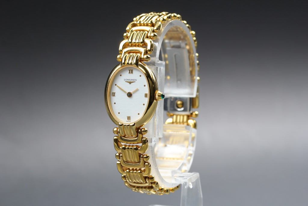 Near MINT LONGINES 175 7569 20mm Quartz L6.202.2 White Roman Dial Women Vintage