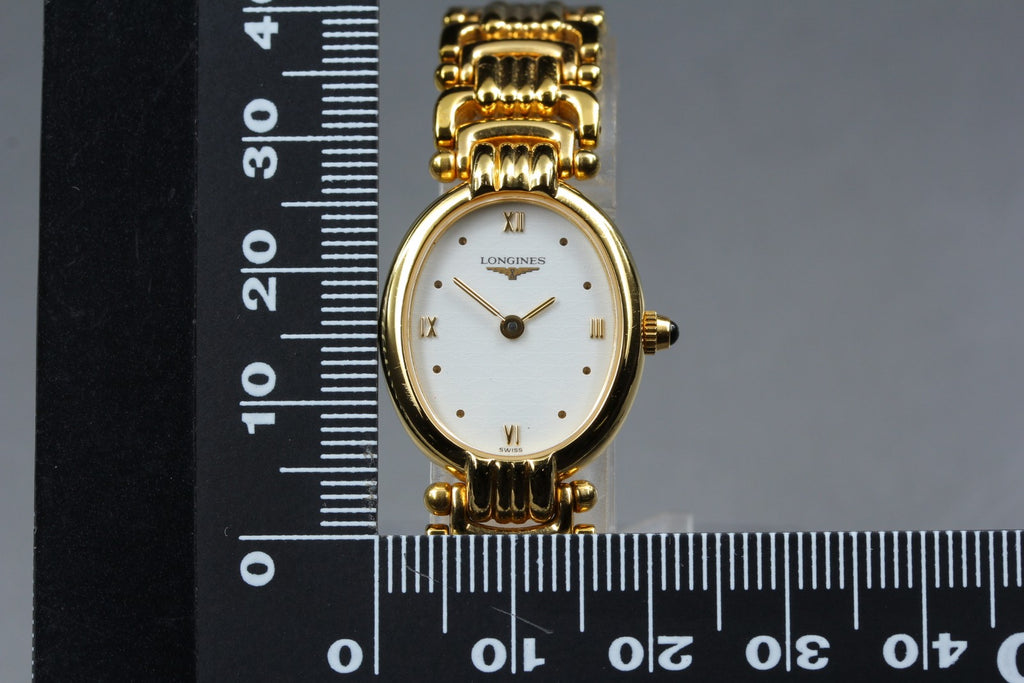 Near MINT LONGINES 175 7569 20mm Quartz L6.202.2 White Roman Dial Women Vintage