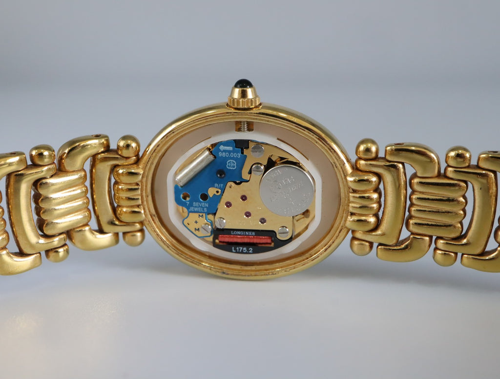 Near MINT LONGINES 175 7569 20mm Quartz L6.202.2 White Roman Dial Women Vintage