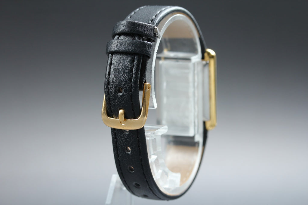 1981 Near MINT OMEGA De Ville 20mm 591.0029 Quartz Gold Dial Tank Women Vintage
