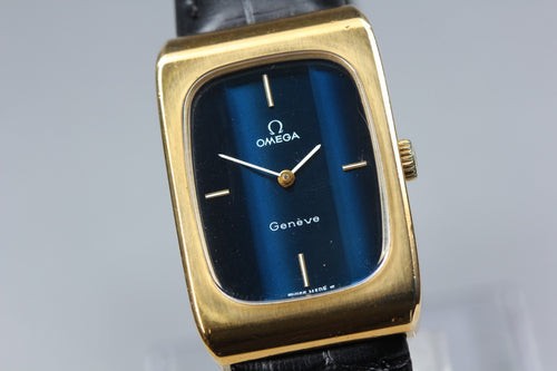 1975 Near MINT OMEGA Geneve 24mm 511.0469 Manual Wind Navy Dial Unisex Vintage