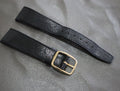 OMEGA Genuine Black Leather Strap 19mm Watch Band Gold Buckle Vintage #1991-2