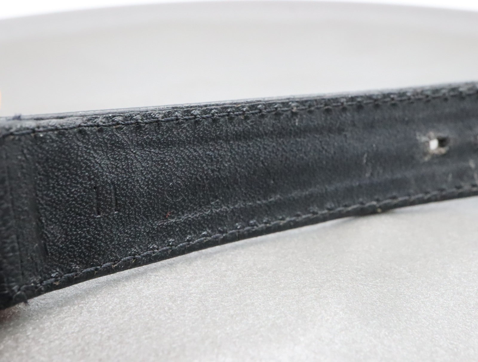 OMEGA Genuine Black Leather Strap 19mm Watch Band Gold Buckle Vintage #2243-2