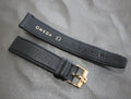 OMEGA Genuine Black Leather Strap 18mm Watch Band Gold Buckle Vintage #2419-2
