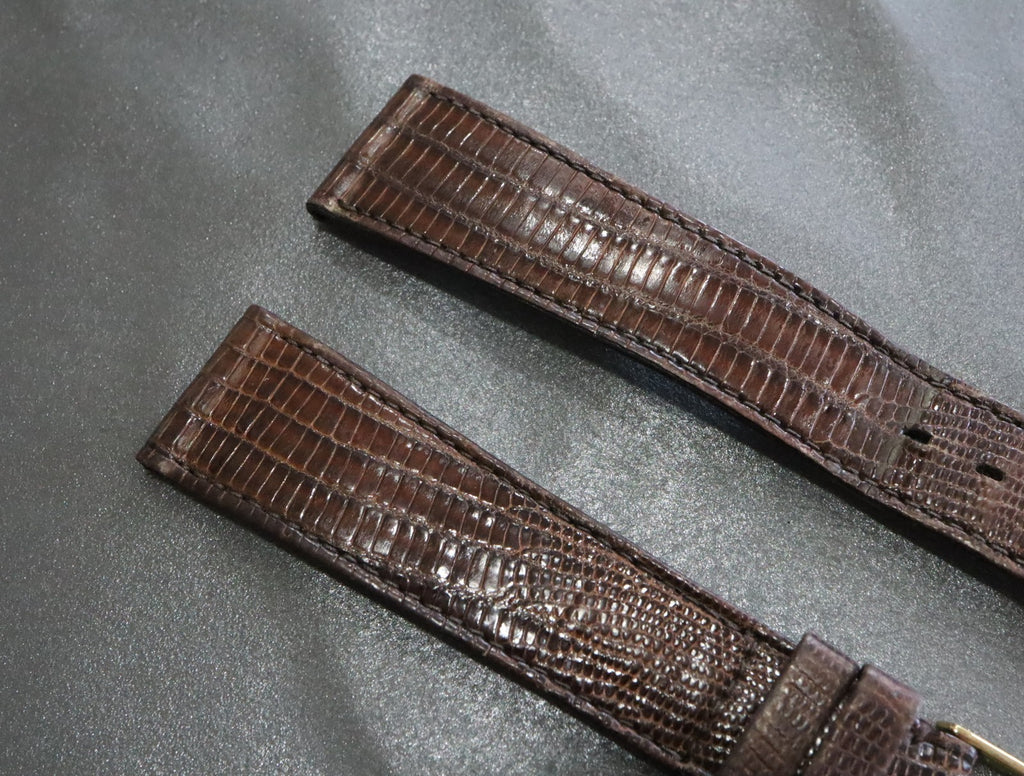 OMEGA Genuine Brown Leather Strap 18mm Watch Band Gold Buckle Vintage #2223-2