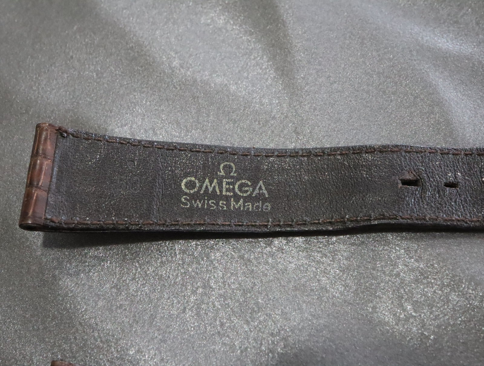 OMEGA Genuine Brown Leather Strap 18mm Watch Band Gold Buckle Vintage #2223-2