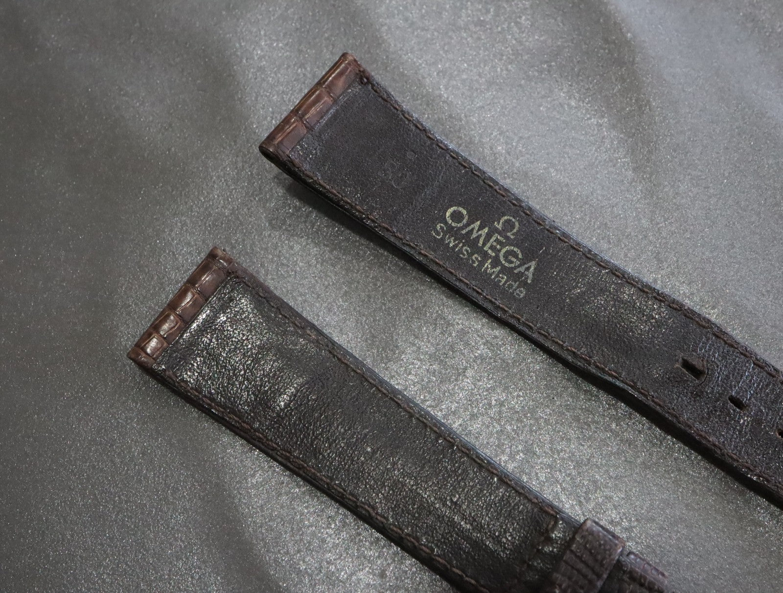 OMEGA Genuine Brown Leather Strap 18mm Watch Band Gold Buckle Vintage #2223-2