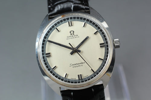 1960s Near MINT OMEGA Seamaster COSMIC 35mm 165026 Automatic Silver Men Vintage