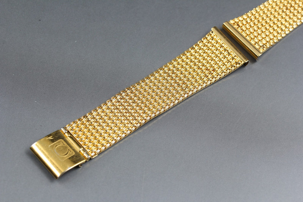 Near MINT OMEGA Milanese/Mesh Band 19mm Gold Plated Bracelet Men's Vintage