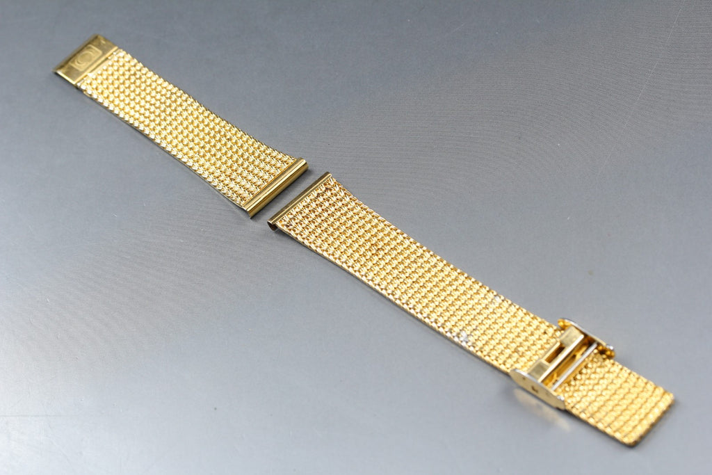 Near MINT OMEGA Milanese/Mesh Band 19mm Gold Plated Bracelet Men's Vintage