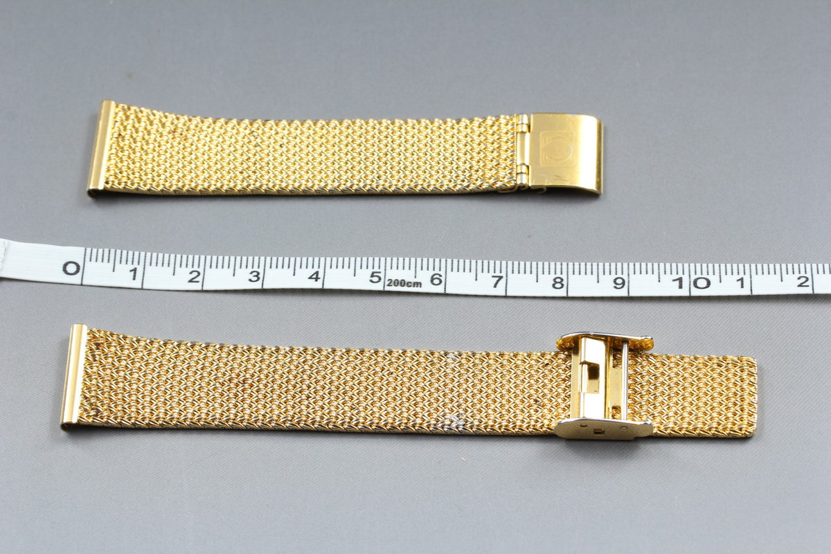 Near MINT OMEGA Milanese/Mesh Band 19mm Gold Plated Bracelet Men's Vintage