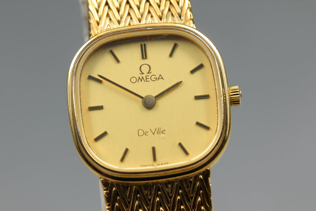 1984 OMEGA De Ville 19mm 591.0269 Quartz Gold Dial Women's Watch Vintage Exc+5