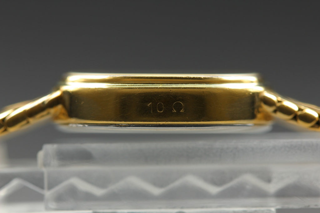1984 OMEGA De Ville 19mm 591.0269 Quartz Gold Dial Women's Watch Vintage Exc+5