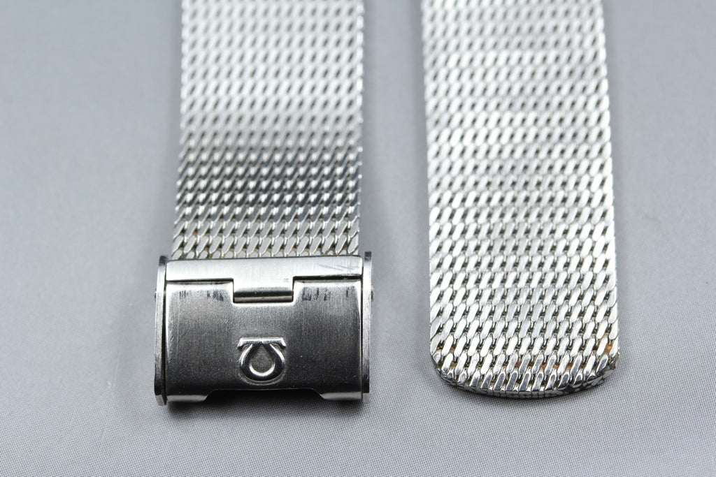 Near MINT OMEGA Milanese/Mesh Band 18mm 2038 Stainless Steel Silver Men Vintage