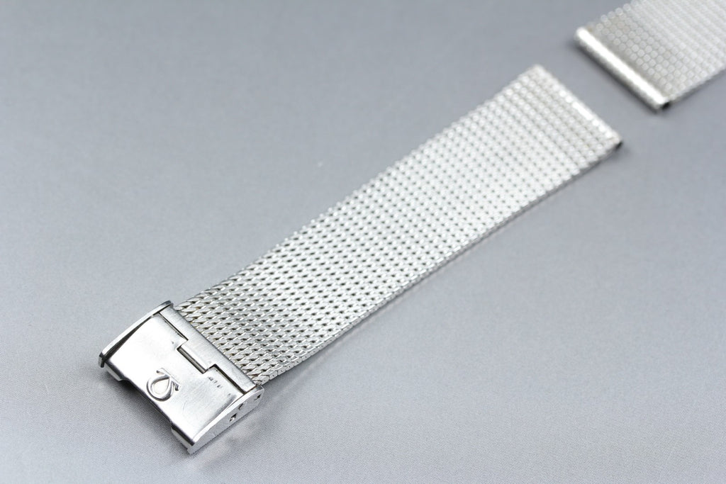 Near MINT OMEGA Milanese/Mesh Band 18mm 2038 Stainless Steel Silver Men Vintage