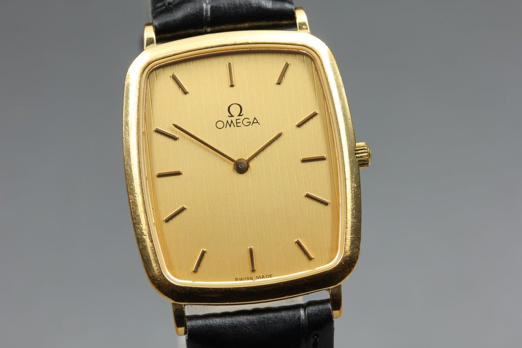 1988 OMEGA De Ville 26mm 195.0076.2 Quartz Gold Dial Men's Watch Vintage Exc+5