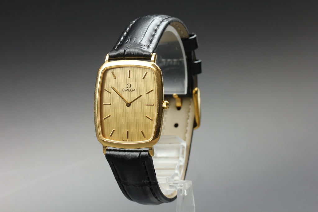 1988 OMEGA De Ville 26mm 195.0076.2 Quartz Gold Dial Men's Watch Vintage Exc+5