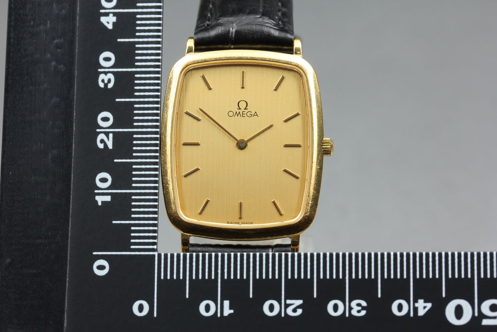 1988 OMEGA De Ville 26mm 195.0076.2 Quartz Gold Dial Men's Watch Vintage Exc+5