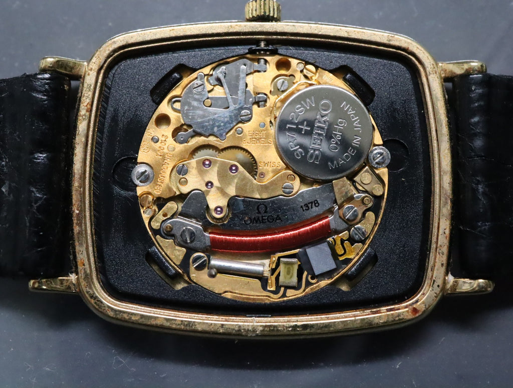 1988 OMEGA De Ville 26mm 195.0076.2 Quartz Gold Dial Men's Watch Vintage Exc+5