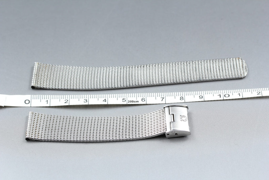 Near MINT OMEGA Milanese/Mesh Band 18mm 2038 Stainless Steel Silver Men Vintage