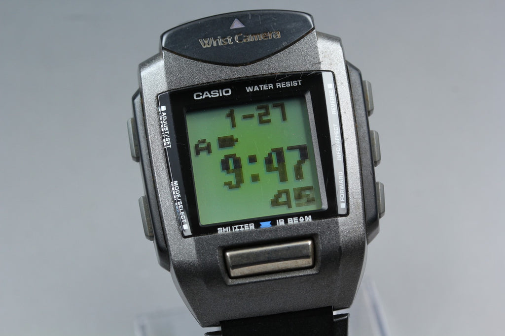 2000s Tested CASIO Wrist Camera WQV-1 39mm Quartz Black Gray Men's Vintage Exc+5