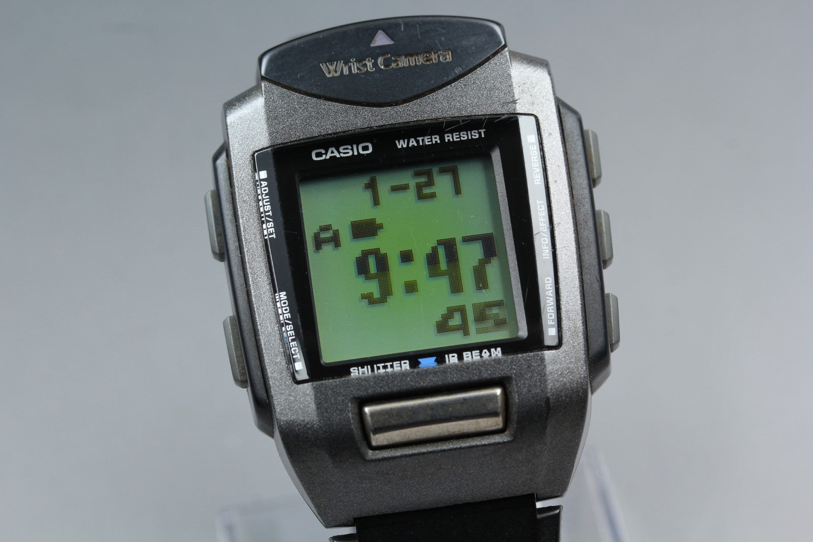 2000s Tested CASIO Wrist Camera WQV-1 39mm Quartz Black Gray Men's Vintage Exc+5