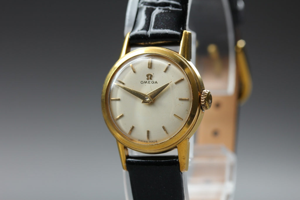 1959 OMEGA 2820-2 22mm Manual Wind Gold Plated White Dial Women's Vintage Exc+5