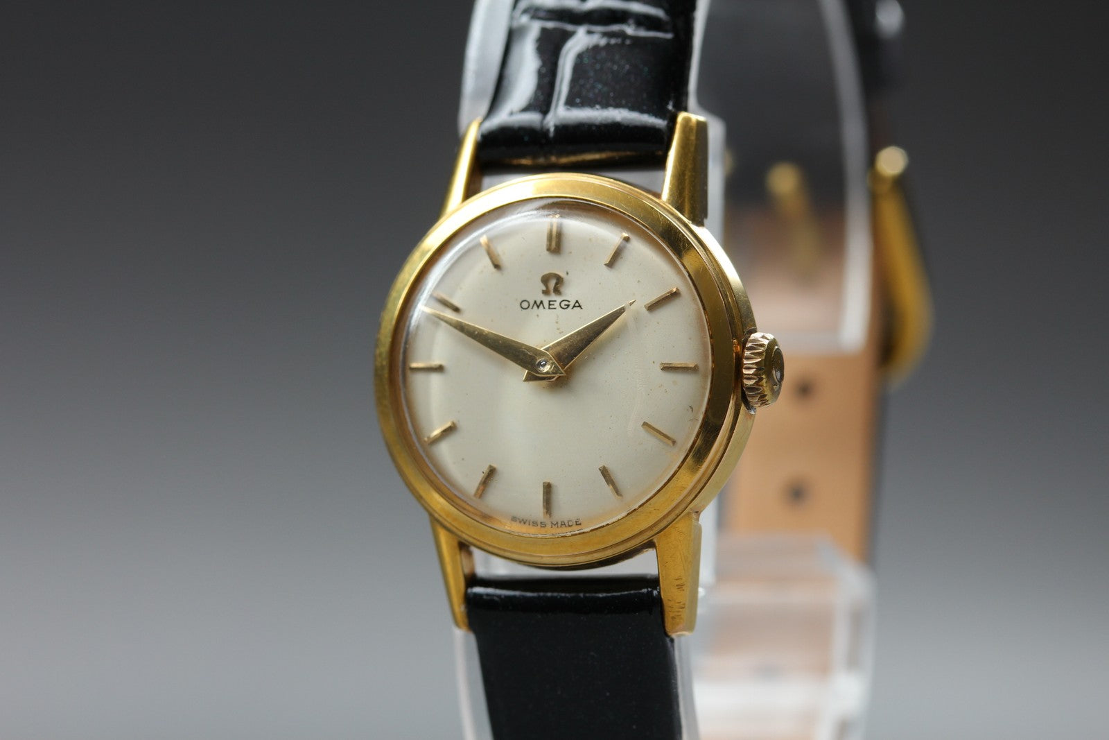 1959 OMEGA 2820-2 22mm Manual Wind Gold Plated White Dial Women's Vintage Exc+5