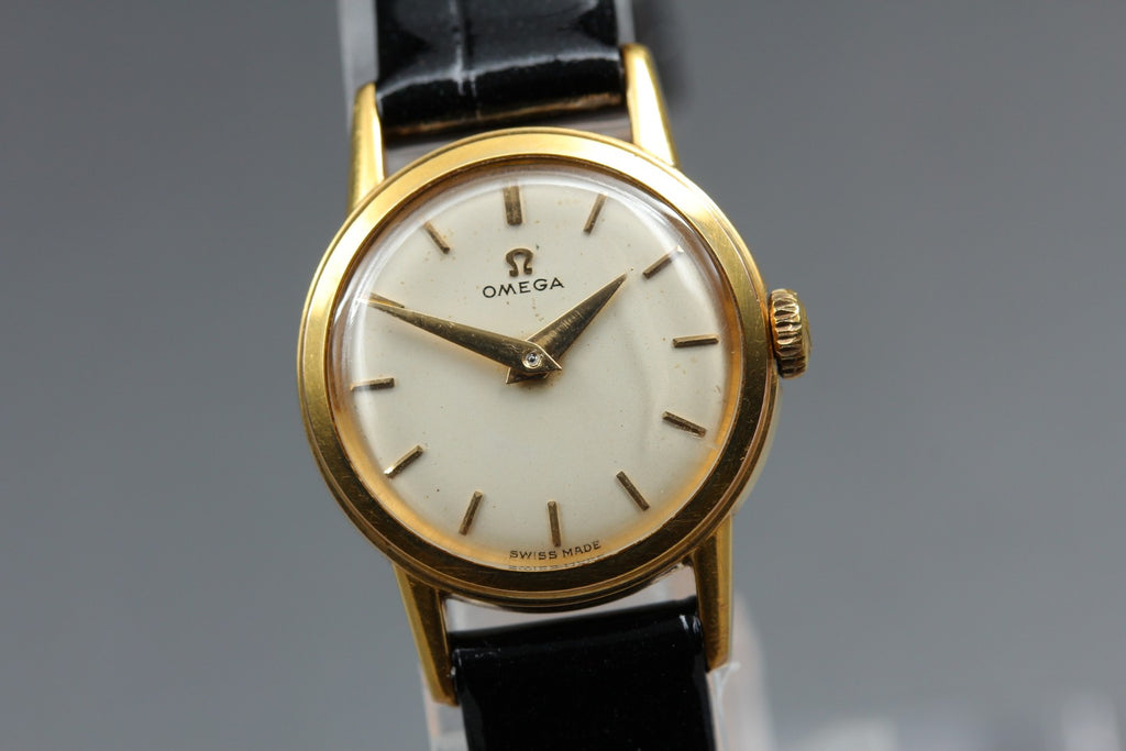 1959 OMEGA 2820-2 22mm Manual Wind Gold Plated White Dial Women's Vintage Exc+5